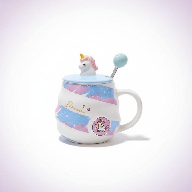 unicorn mug with spoon - white-bg