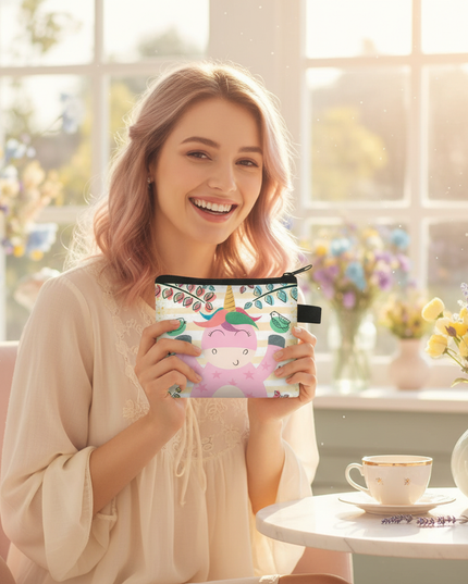 unicorn nature print purse - in-use
