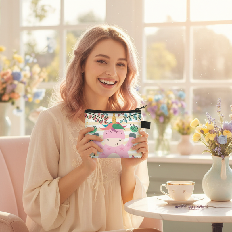 unicorn nature print purse - in-use