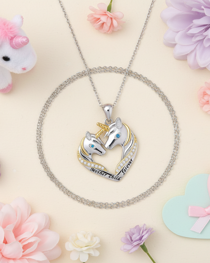 unicorn necklace for mom - flat-lay