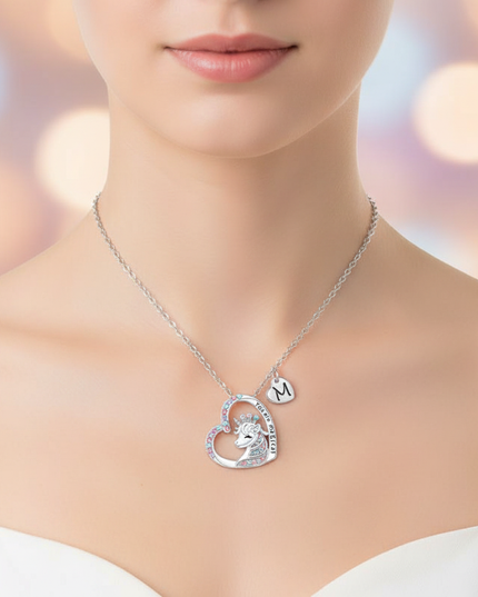 unicorn necklace girls - in-use