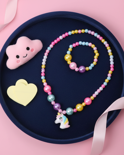 unicorn necklace kids - flat-lay