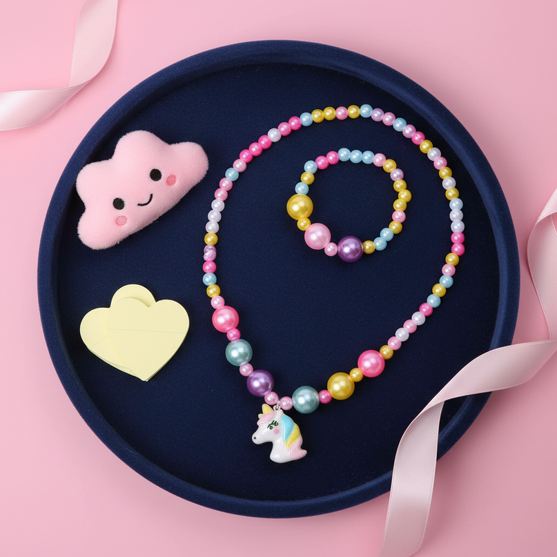 unicorn necklace kids - flat-lay