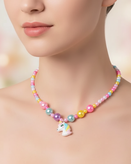 unicorn necklace kids - in-use