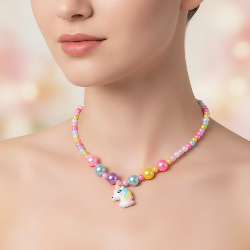 unicorn necklace kids - in-use