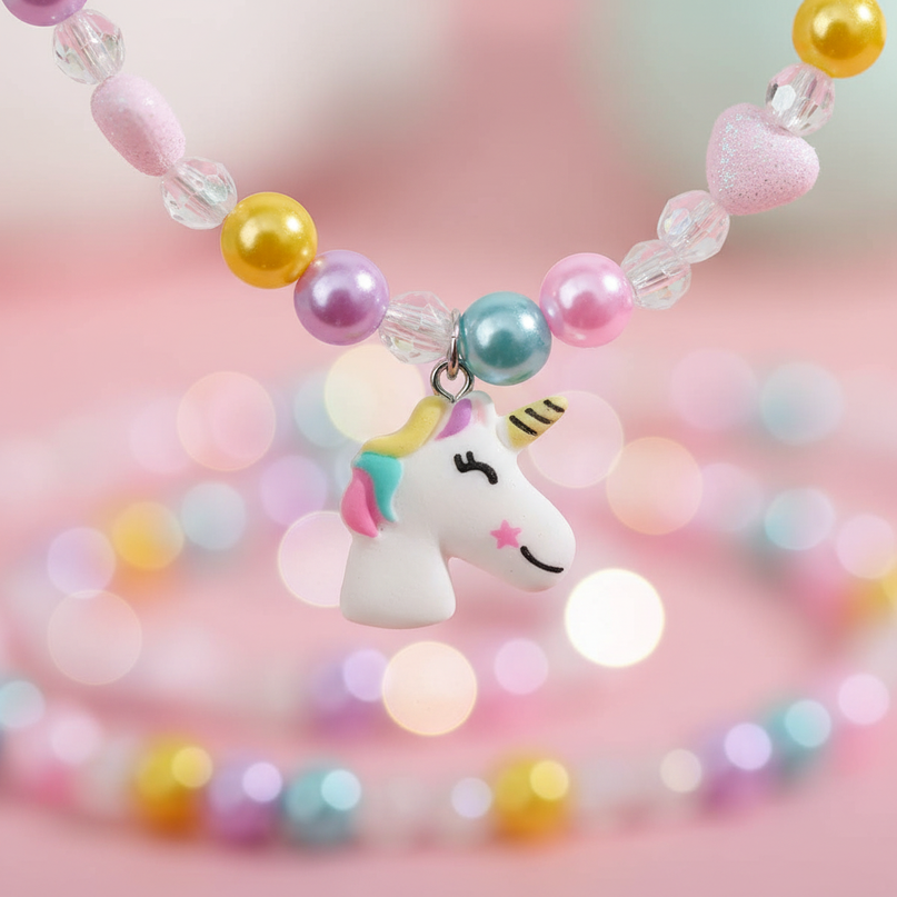 unicorn necklace little girl - detail