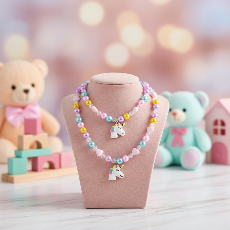 unicorn necklace little girl - lifestyle