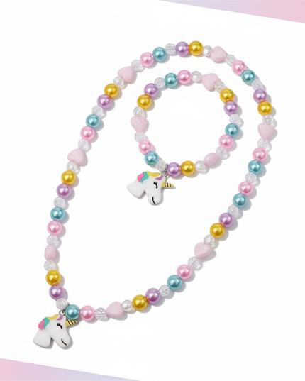unicorn necklace little girl - white-bg