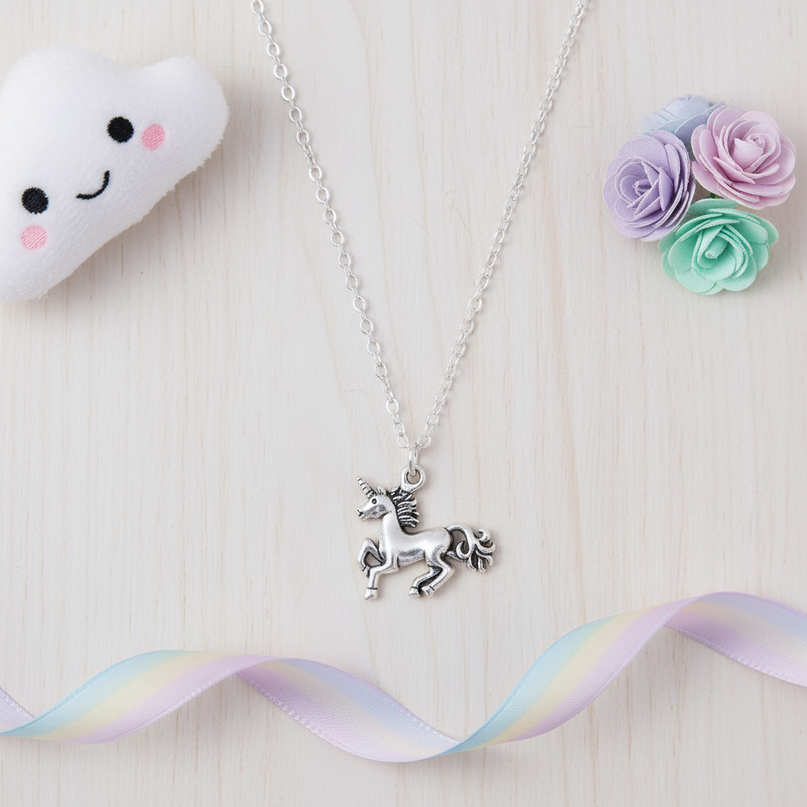 unicorn necklace vintage - flat-lay