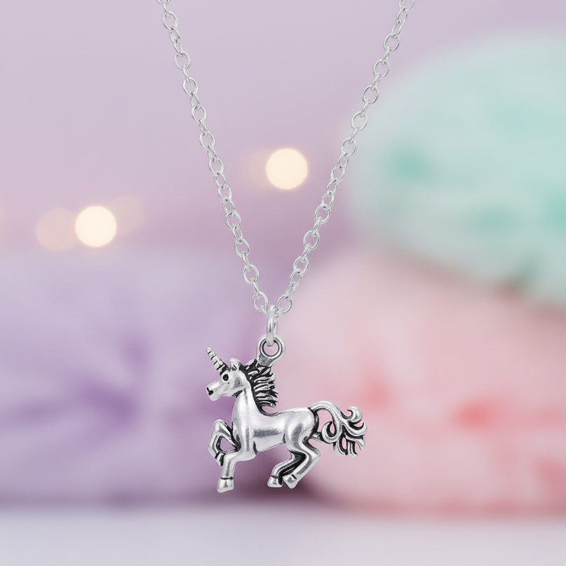 unicorn necklace vintage - lifestyle
