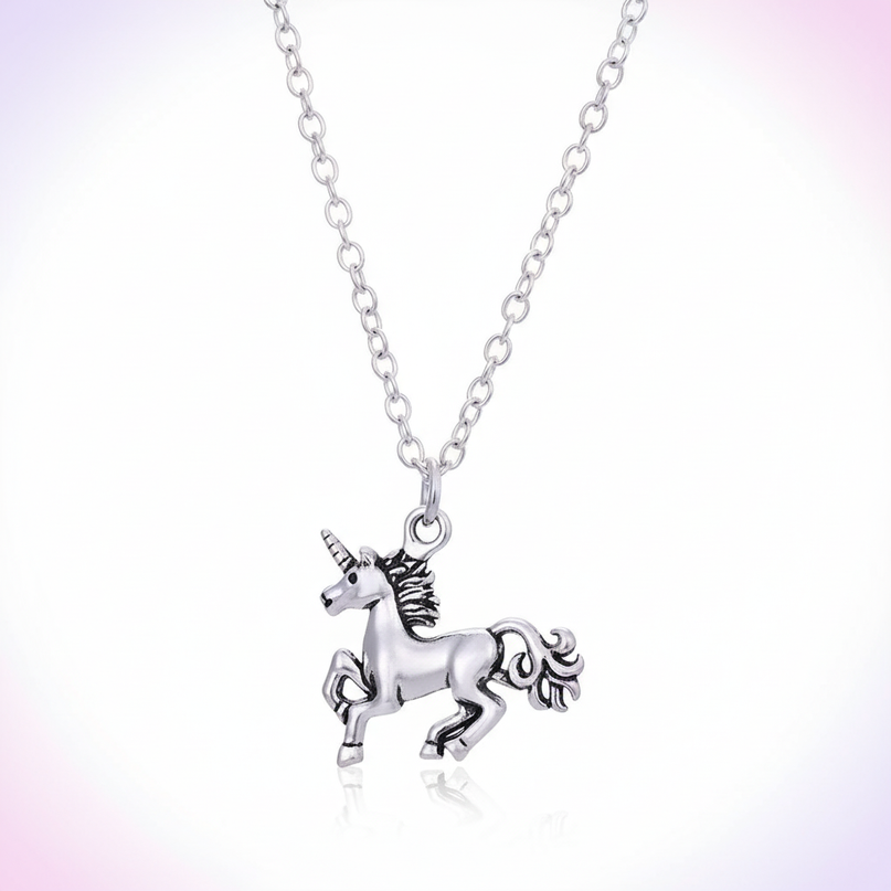 unicorn necklace vintage - white-bg