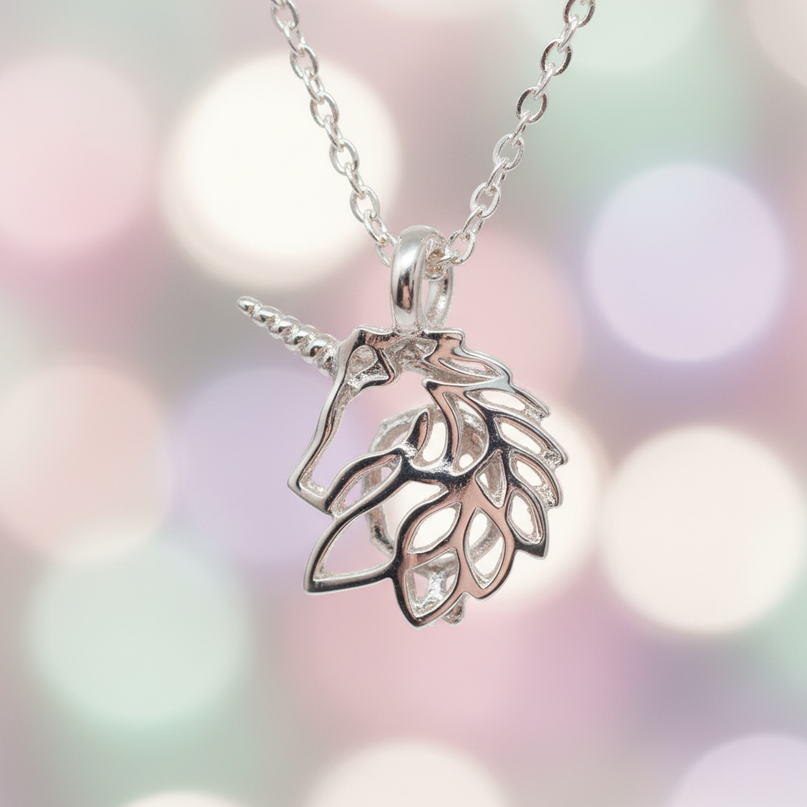 unicorn necklace with pearl - detail