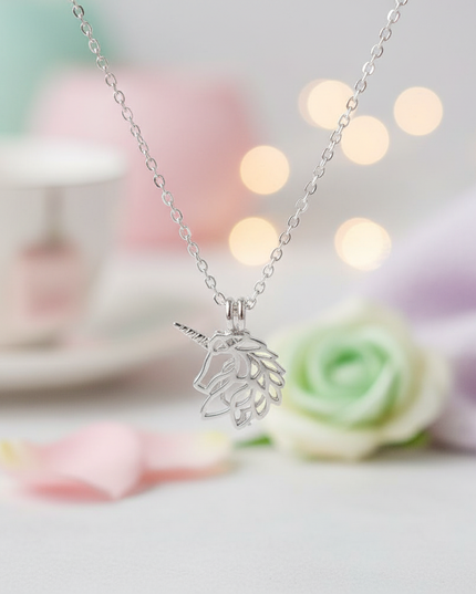 unicorn necklace with pearl - lifestyle