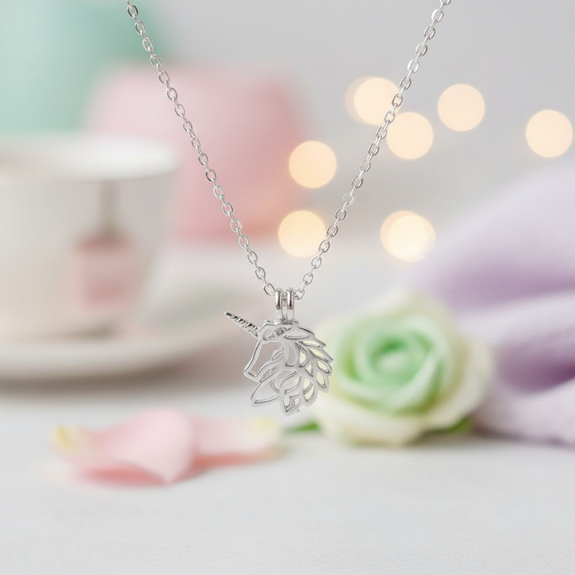 unicorn necklace with pearl - lifestyle