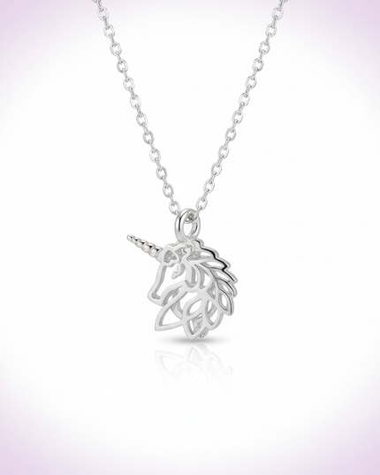 unicorn necklace with pearl - white-bg