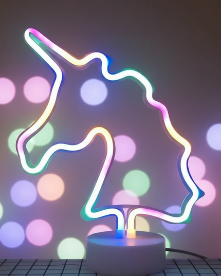 unicorn neon night light - detail