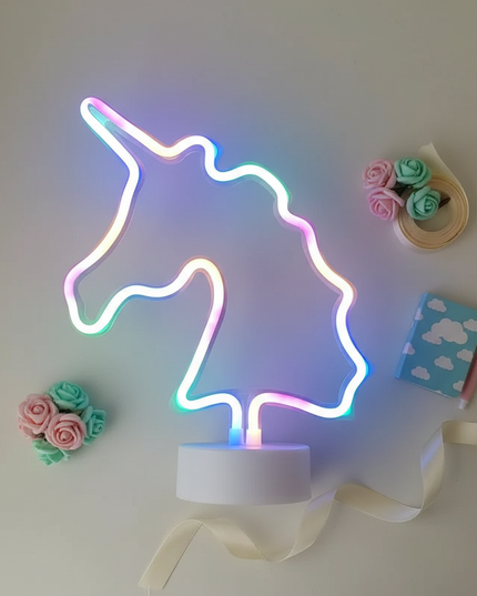 unicorn neon night light - flat-lay