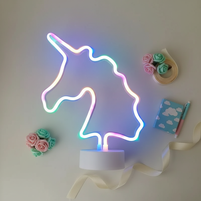 unicorn neon night light - flat-lay