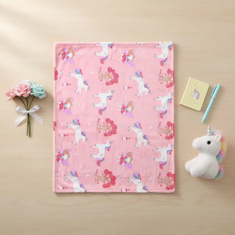 unicorn newborn blanket - flat-lay