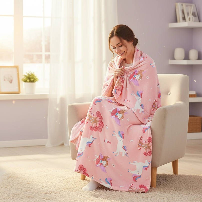 unicorn newborn blanket - in-use