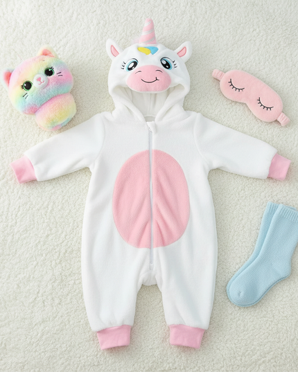 unicorn newborn onesie - flat-lay