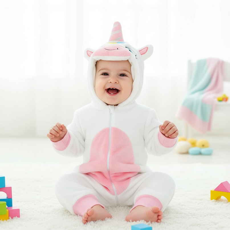 unicorn newborn onesie - in-use