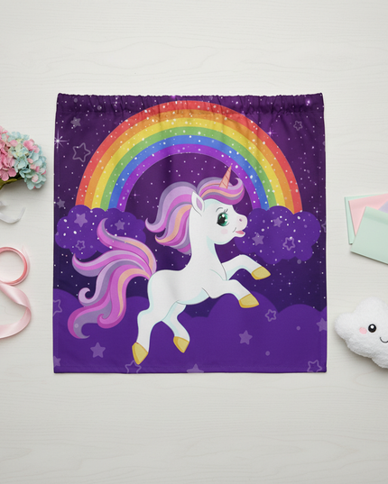 unicorn night curtains - flat-lay