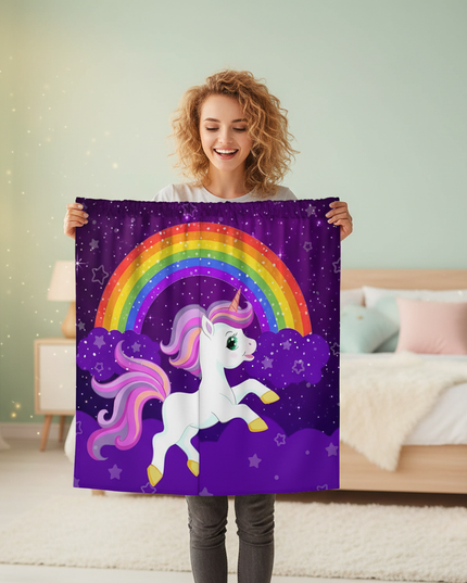 unicorn night curtains - in-use