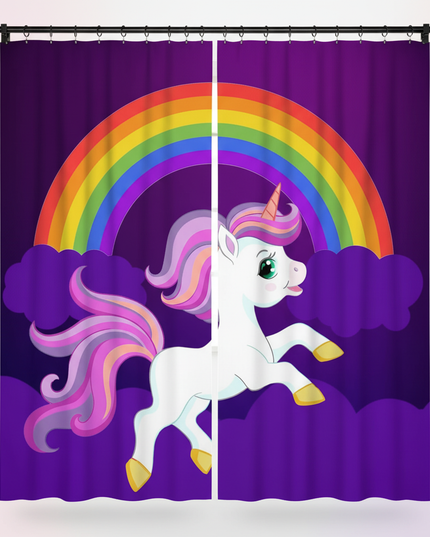 unicorn night curtains - white-bg