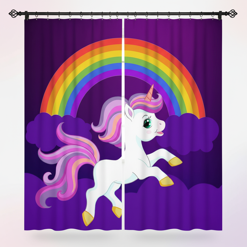unicorn night curtains - white-bg