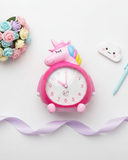 unicorn night light alarm clock - flat-lay