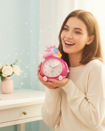 unicorn night light alarm clock - in-use