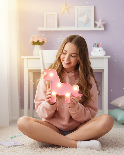 unicorn night light girls - in-use