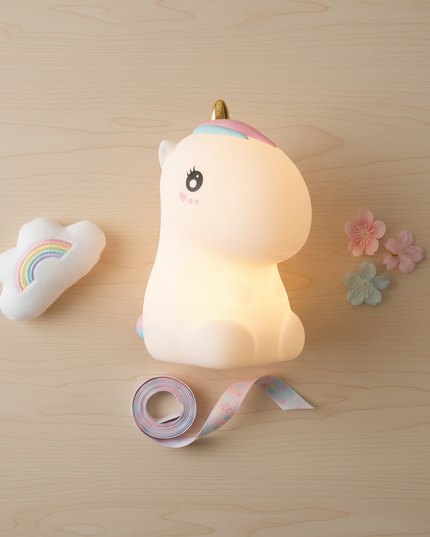 unicorn night light rechargeable - flat-lay