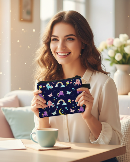 unicorn night sky purse - in-use