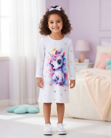 unicorn nightgown long sleeve dress - detail