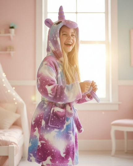 unicorn nighttime robe - in-use