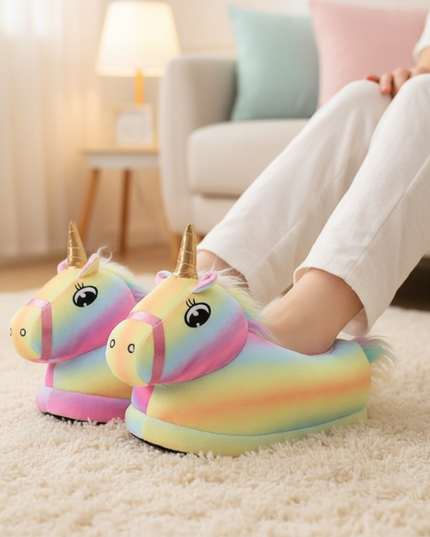 unicorn novelty slippers - in-use