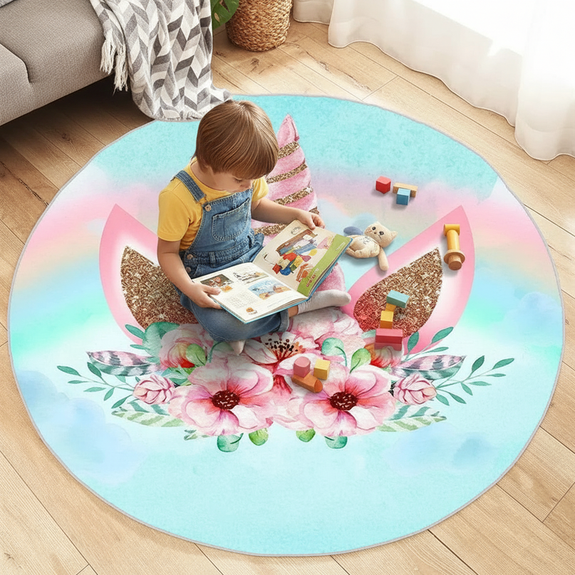 unicorn nursery rug - in-use