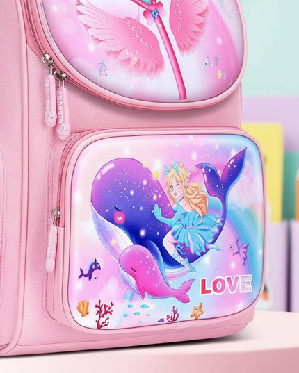 unicorn ocean print school backpack - detail