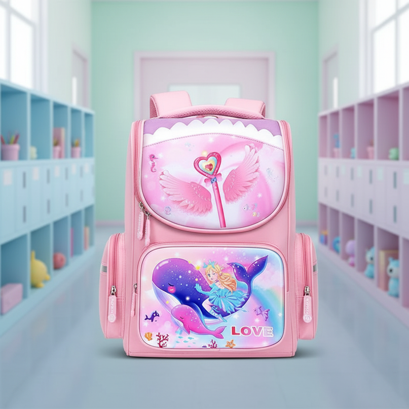 unicorn ocean print school backpack - lifestyle