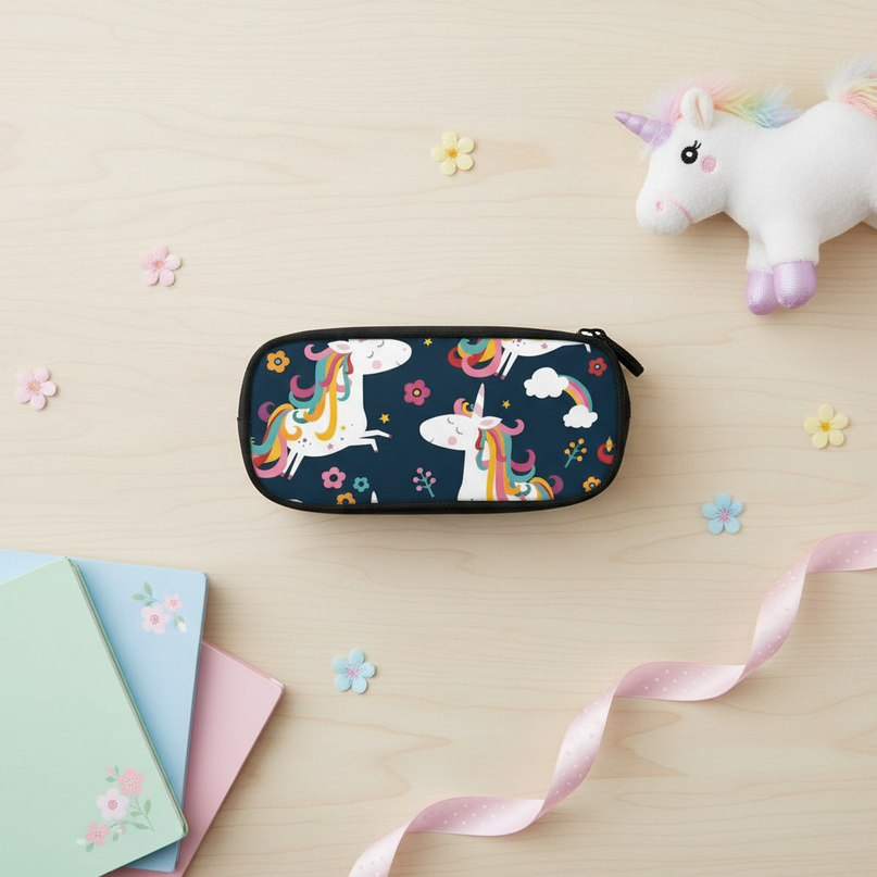 unicorn of the lake pencil case - flat-lay