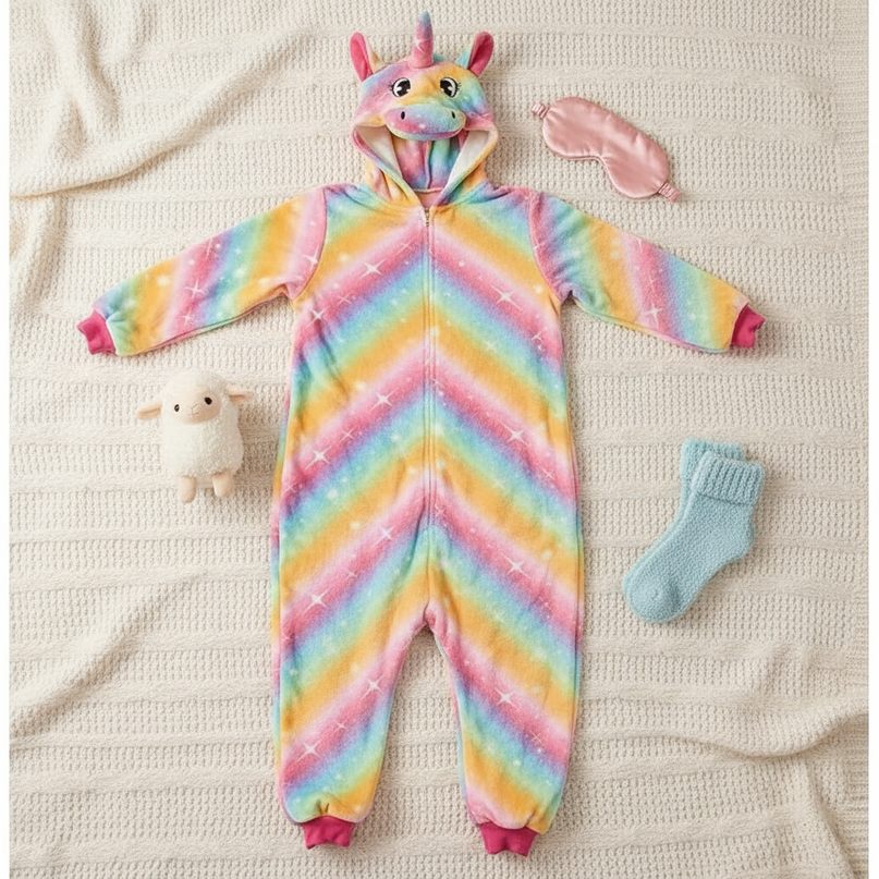 unicorn onesie for 10 year olds - flat-lay