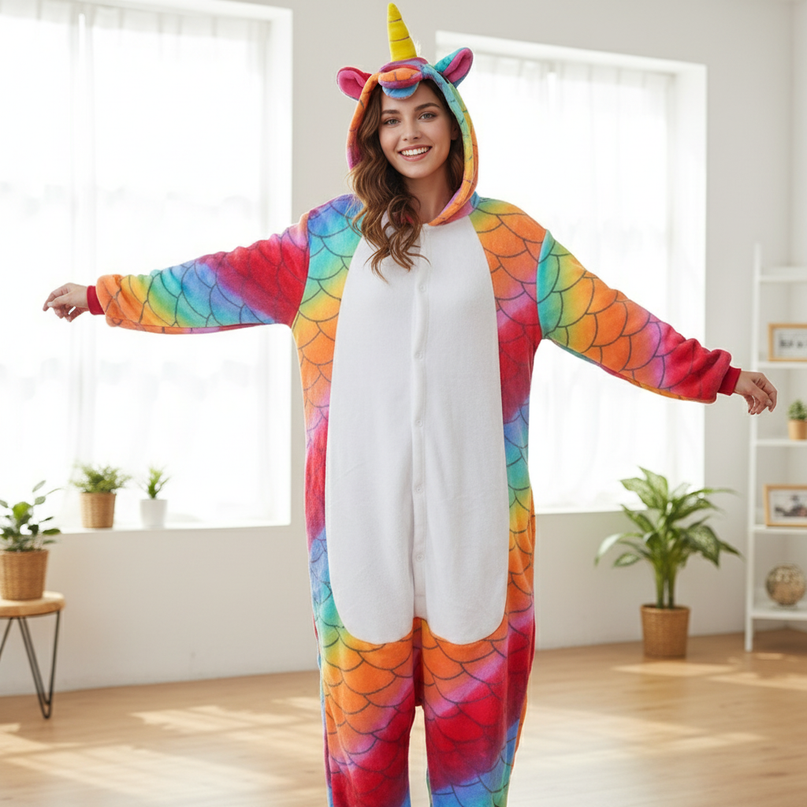 unicorn onesie for adults - in-use