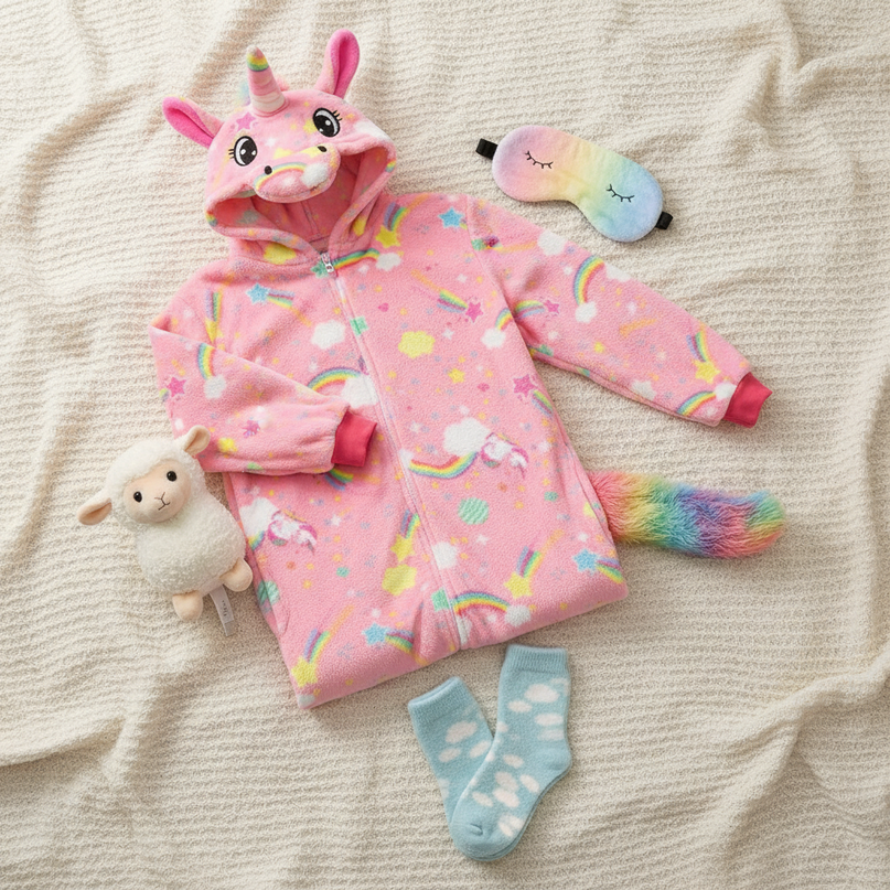 unicorn onesie stars - flat-lay