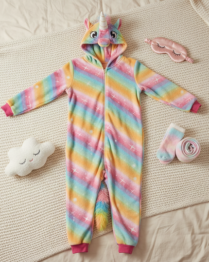 unicorn onesie teenager - flat-lay