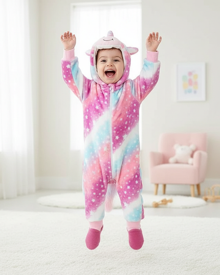 unicorn onesie with feet - in-use