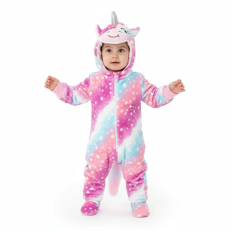 unicorn onesie with feet - white-bg