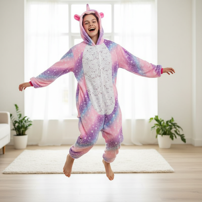 unicorn onesie with tail - in-use
