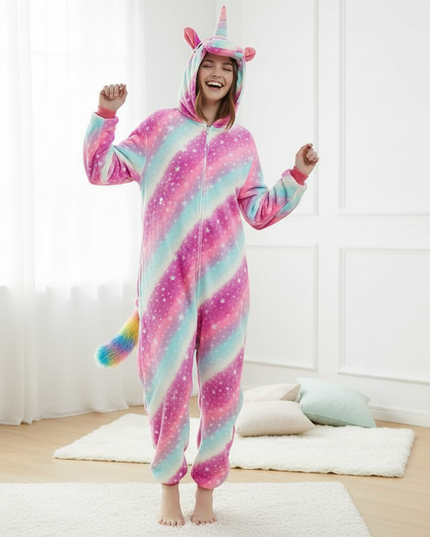 unicorn onesie zip up - in-use